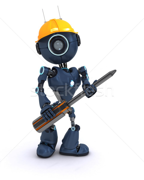 Android constructeur tournevis rendu 3d homme construction [[stock_photo]] © kjpargeter