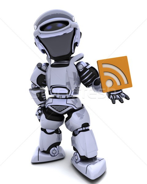 Imagine de stoc: Robot · rss · simbol · 3d · face · Internet · semna