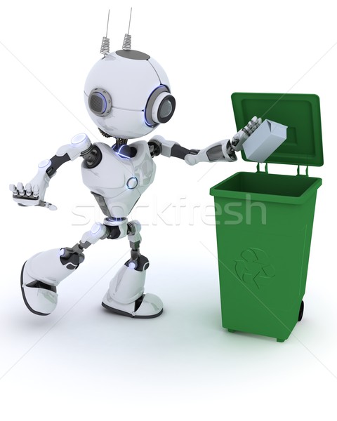 Robot recyklingu odpadów 3d człowiek polu Zdjęcia stock © kjpargeter