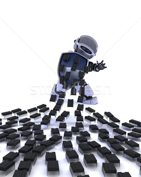 Robot defending against virus attack Stock photo © kjpargeter