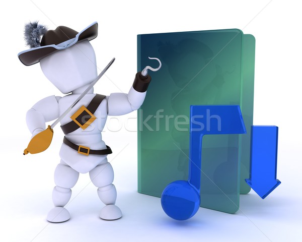Stock photo: pirate depicting illegal music download