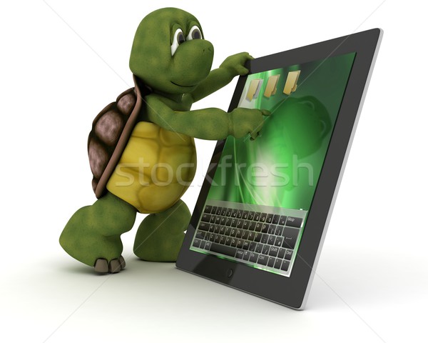 Tortoise with tablet PC Stock photo © kjpargeter