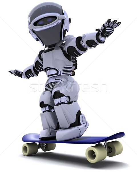 Robô andar de skate 3d render homem futuro conselho Foto stock © kjpargeter