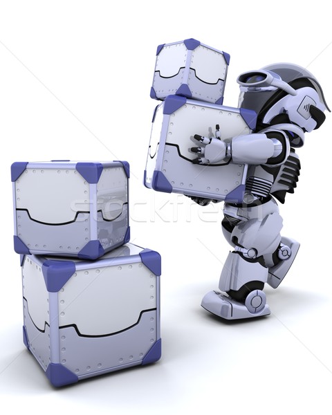 Robot bewegende scheepvaart dozen 3d render toekomst Stockfoto © kjpargeter