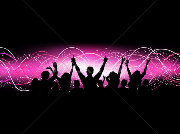 вечеринка толпа силуэта возбужденный аннотация женщину Сток-фото © kjpargeter