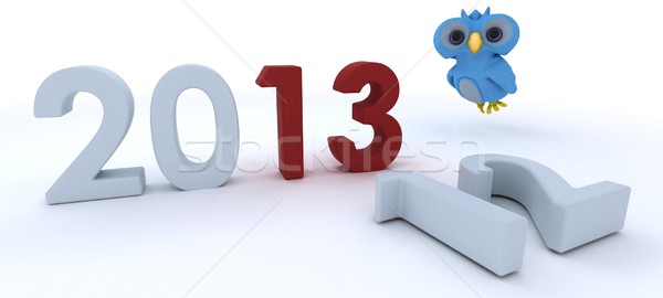 Cute Blue Bird Character  bringing in the new year Stock photo © kjpargeter