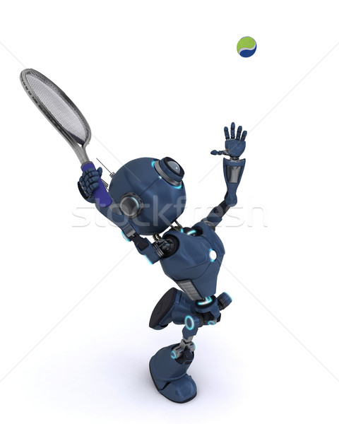 Android jouer tennis rendu 3d [[stock_photo]] © kjpargeter