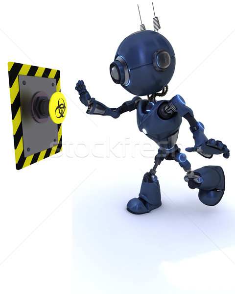 Android poussant bouton rendu 3d [[stock_photo]] © kjpargeter