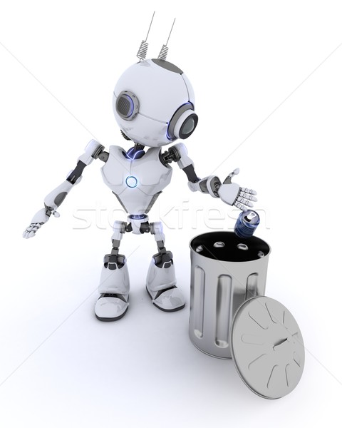 Robot recyklingu odpadów 3d człowiek przyszłości Zdjęcia stock © kjpargeter