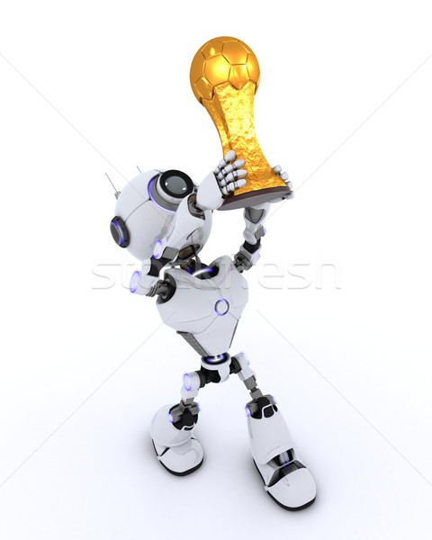 Stok fotoğraf: Robot · futbol · ganimet · 3d · render · adam