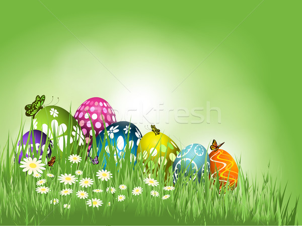 Easter eggs in grass  Stock photo © kjpargeter