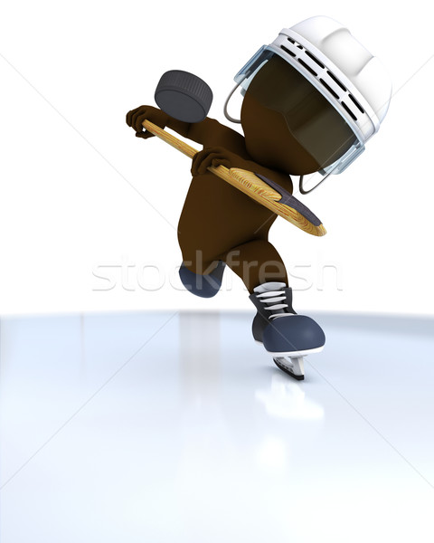 3D Morph Man playing ice hockey Stock photo © kjpargeter