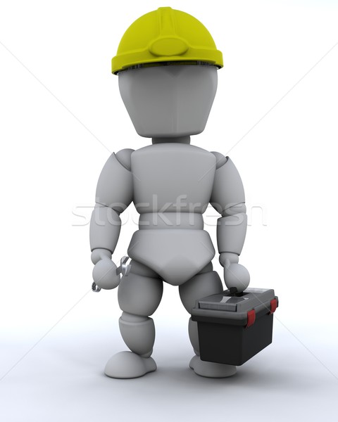 Travailleur de la construction rendu 3d outils travaux travail travailleur [[stock_photo]] © kjpargeter