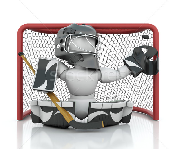 Hokej bramkarz 3d sportu lodu zabawy Zdjęcia stock © kjpargeter