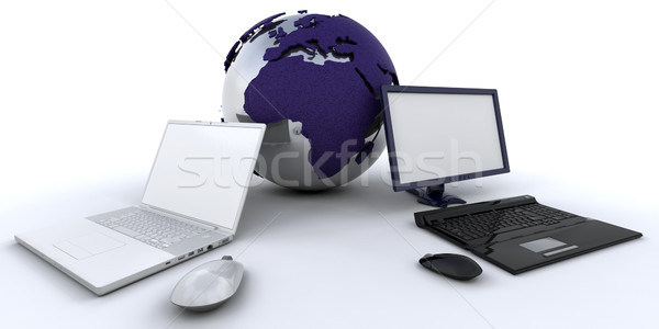 La nivel mondial crearea de reţele 3d face glob lume mouse Imagine de stoc © kjpargeter