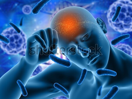 3d male medical figure on abstract DNA virus background Stock photo © kjpargeter