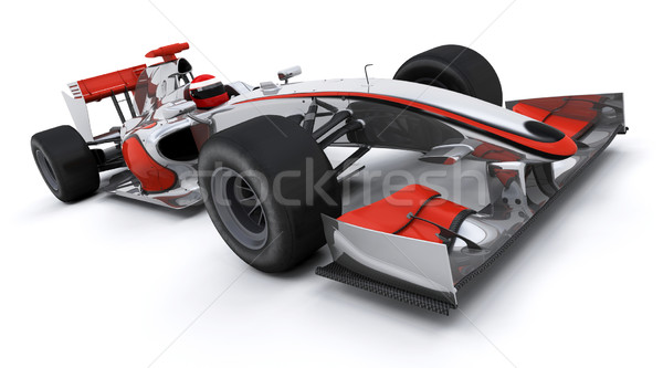 Foto stock: Una · fórmula · coche · 3d · carreras · rojo · velocidad