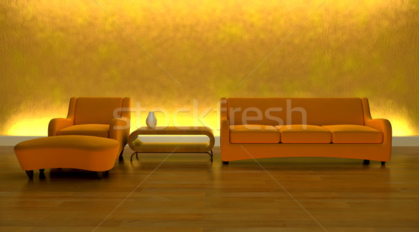 Contemporan canapea modern 3d face modă palmier Imagine de stoc © kjpargeter