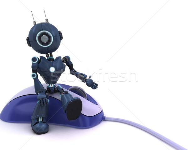 アンドロイド コンピューターのマウス マウス ウェブ サーフィン ロボット ストックフォト © kjpargeter