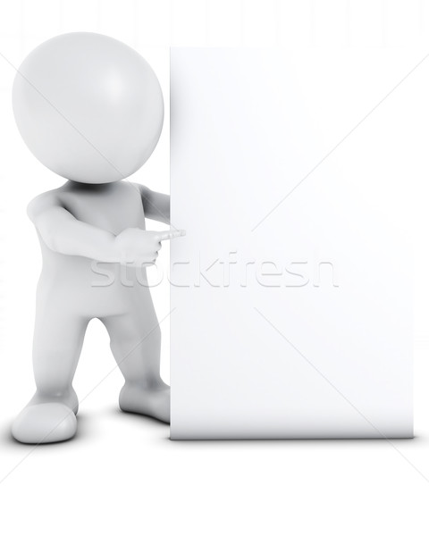 Stock photo: 3D Morph Man with blank sign