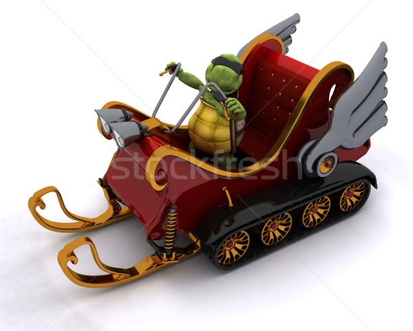 tortoise in a snowmobile sleigh Stock photo © kjpargeter