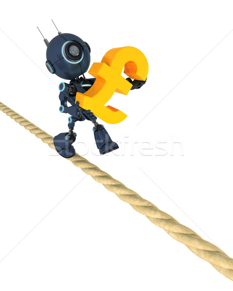 アンドロイド タイト ロープ 3dのレンダリング 男 金融 ストックフォト © kjpargeter