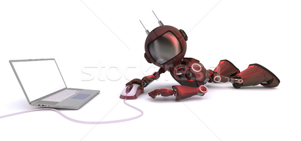 Android with laptop and computer mouse Stock photo © kjpargeter