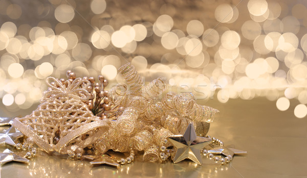 Golden Christmas decorations Stock photo © kjpargeter