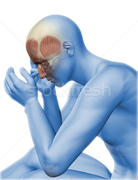 3D male figure with head pain Stock photo © kjpargeter