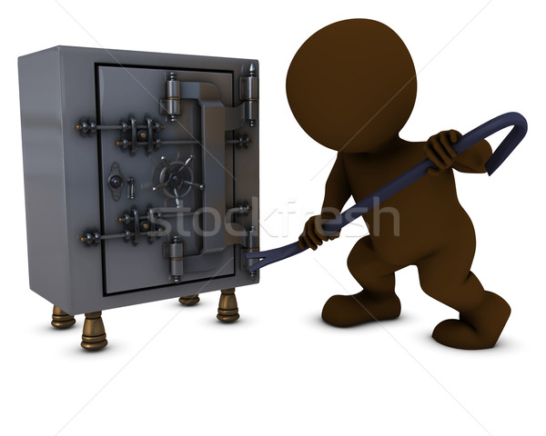3D Morph Man breaking into a safe Stock photo © kjpargeter