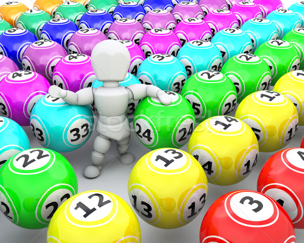 Blanke man bingo 3d render man bal Stockfoto © kjpargeter