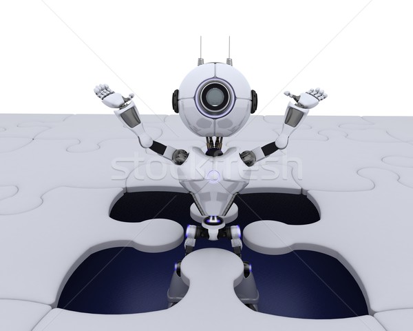 Robot 3d człowiek puzzle przyszłości Zdjęcia stock © kjpargeter