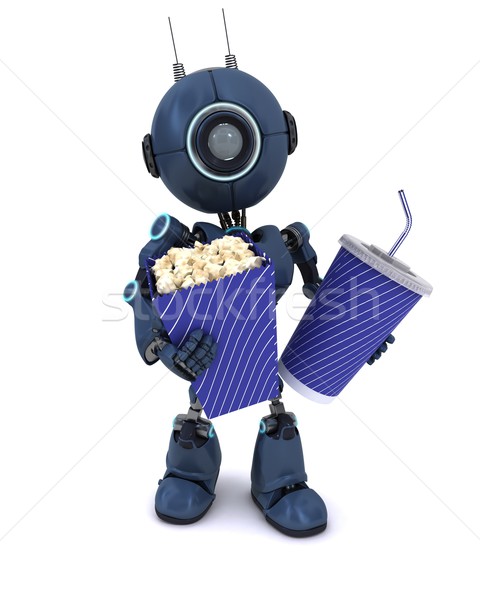 Android popcorn soude rendu 3d homme film [[stock_photo]] © kjpargeter