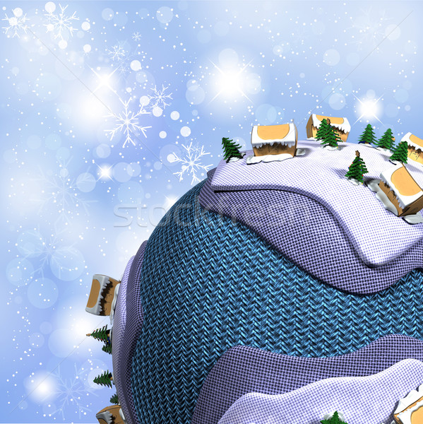 Cardboard style christmas objects on a snowflake background Stock photo © kjpargeter
