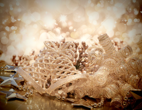 Gold Christmas decorations Stock photo © kjpargeter