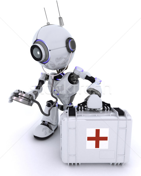 Robot paramedic with first aid kit Stock photo © kjpargeter