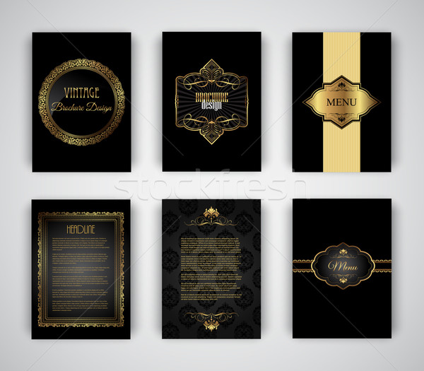 Gold and black brochure and menu templates Stock photo © kjpargeter