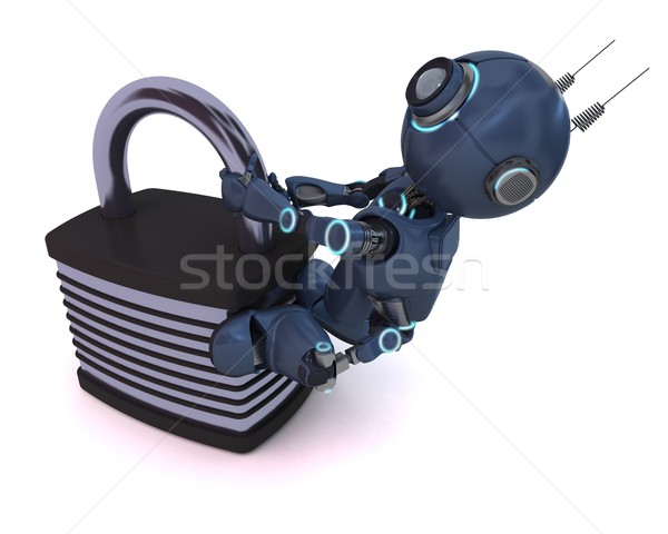 Android cadenas rendu 3d robot [[stock_photo]] © kjpargeter