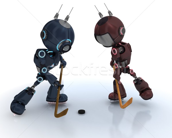 Androids playing ice hockey Stock photo © kjpargeter