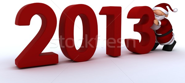 Cute Santa Claus Charicature bringing in the new year Stock photo © kjpargeter