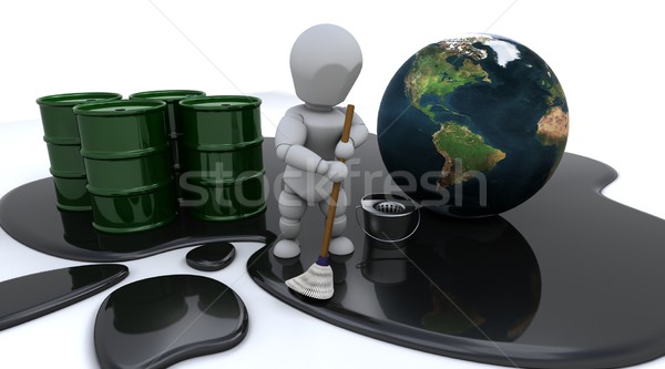 man cleaning up oil spill Stock photo © kjpargeter