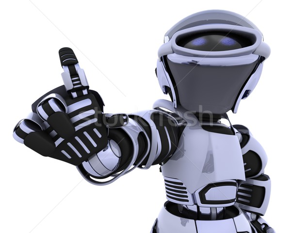 Aranyos robot kiborg 3d render bemutat bemutat Stock fotó © kjpargeter