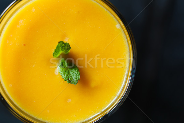 Orange smoothie verre menthe haut vue [[stock_photo]] © kkolosov