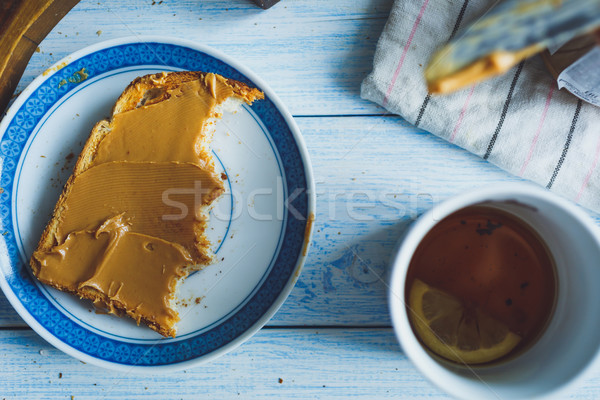 Stock photo: Peanut butter sandwiches or toasts