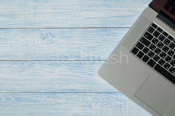 Portable bleu bois bureau clavier d'ordinateur portable [[stock_photo]] © kkolosov