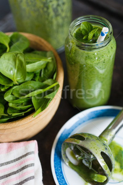 Smoothie vert jar banane épinards fraîches [[stock_photo]] © kkolosov