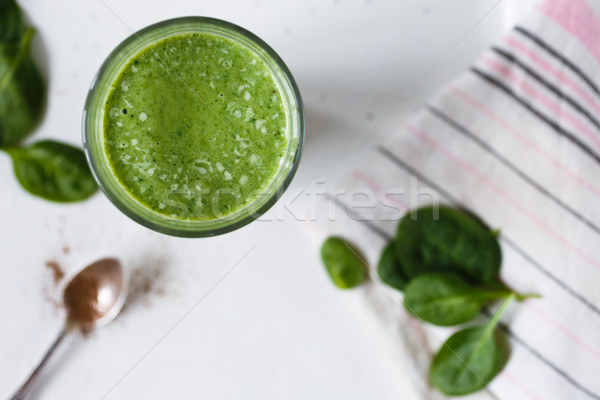 Smoothie vert verre banane épinards fraîches herbes [[stock_photo]] © kkolosov