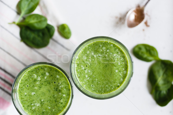 Deux smoothie vert verre banane épinards fraîches [[stock_photo]] © kkolosov