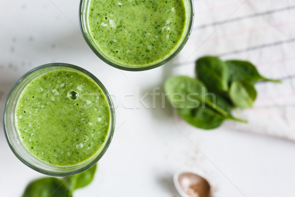 Deux smoothie vert verre banane épinards fraîches [[stock_photo]] © kkolosov