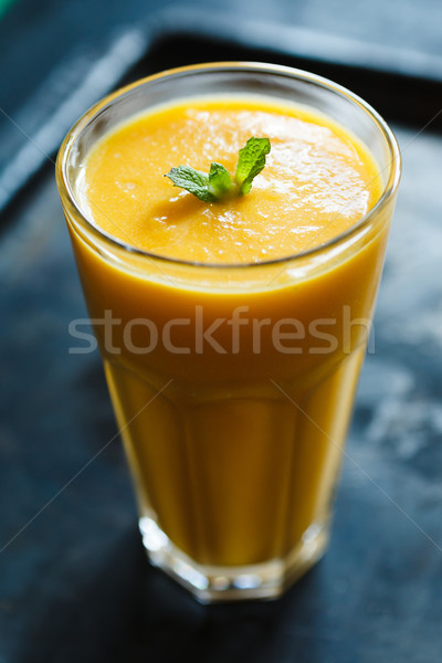 Orange smoothie verre menthe haut vue [[stock_photo]] © kkolosov